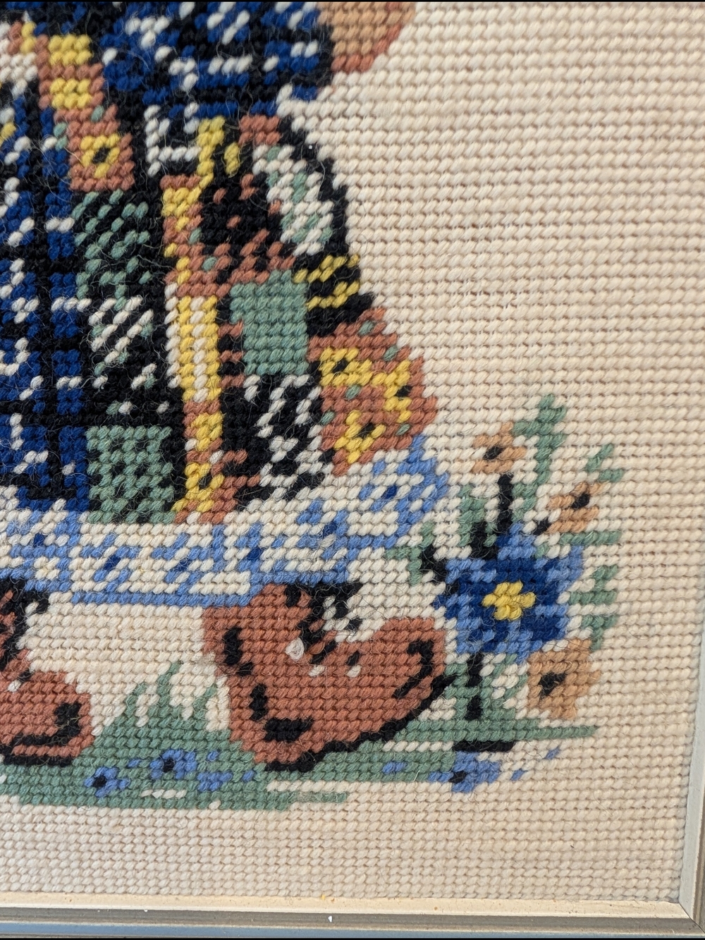 Vintage Framed Cross‑Stitch — Holly Hobbie Inspired Girl & Dog - Picture 5 of 15